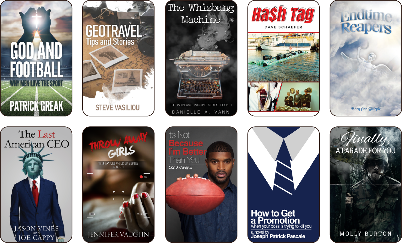 A collection of print-ready book covers.